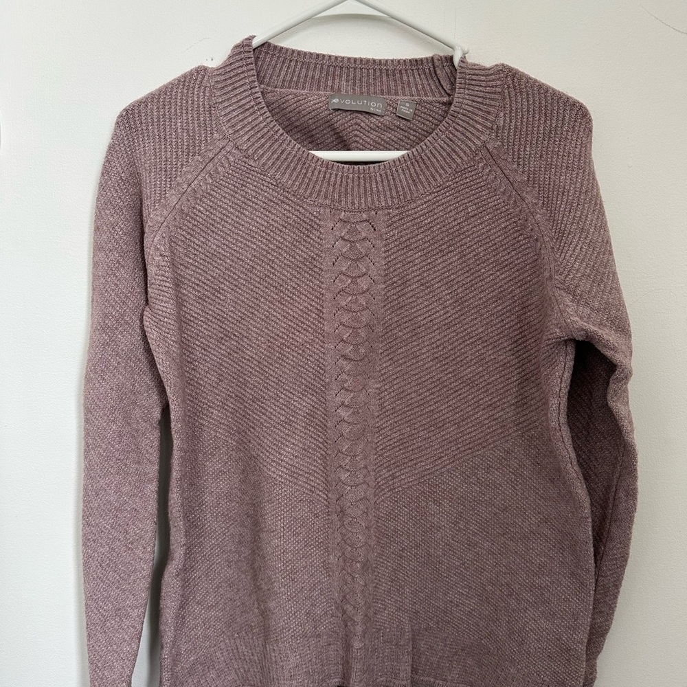 Evolution by Cyrus Lavender Crew Neck Sweater with Cable Knit